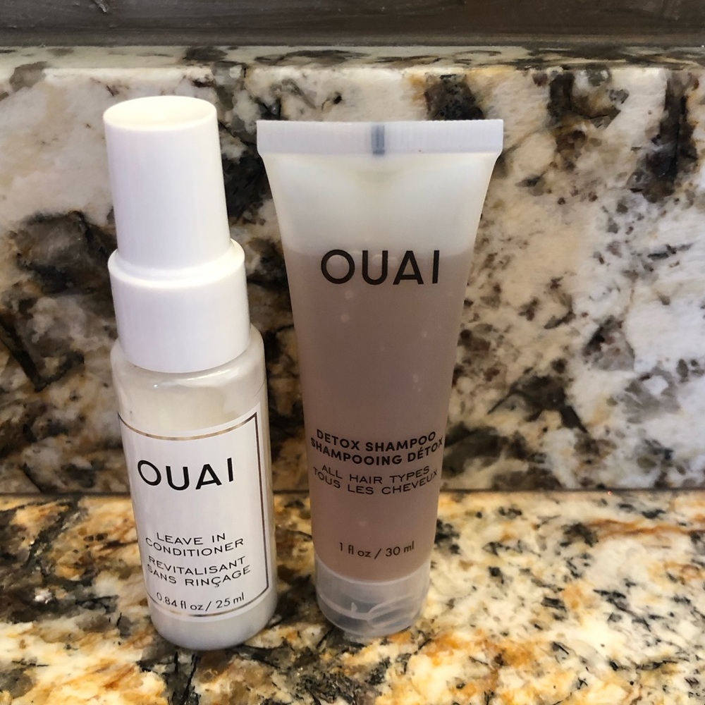 OUAI Leave in Conditioner + Detox Shampoo Travel Size Set